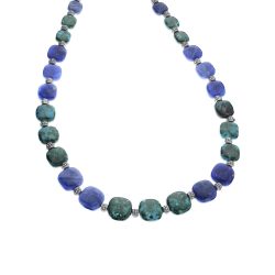 Huaylas Single-Strand Sterling Silver, Sodalite and Chrysocolla Necklace