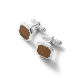 Indra Brown Sterling Silver and Tiger's Eye Cufflinks