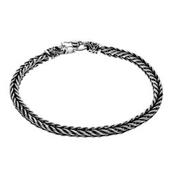 Infinito Men's Oxidized Sterling Silver Colonial Bracelet