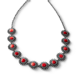 Inti Sterling Silver and Red Spondylus Necklace