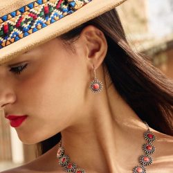Inti Sterling Silver and Red Spondylus Sun Earrings Andes Luxe