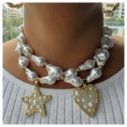 Irregular Pearl Gold Heart Necklace