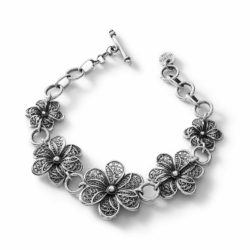 Kantuta Oxidized Sterling Silver Filigree Flower Bracelet