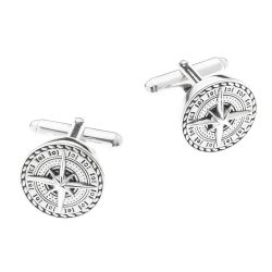 Kavala Compass Sterling Silver Cufflinks