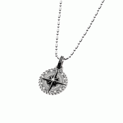 Kavala Men's Sterling Silver Compass Necklace