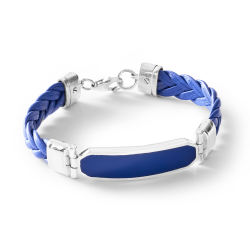 Kylian Men's Blue Leather and Sterling Silver Bracelet