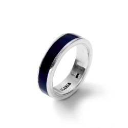 Kylian Men's Sterling Silver and Blue Enamel Ring