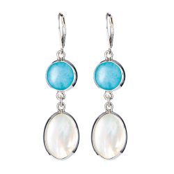 Lagunas Sterling Silver, Amazonite and Mother-of-Pearl Earrings