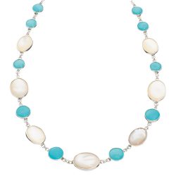 Lagunas Sterling Silver, Amazonite and Mother-of-Pearl Necklace