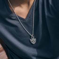 Lionel Men's Sterling Silver Fleur-de-Lis Shield Necklace