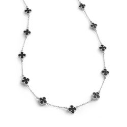 Lisboa Sterling Silver and Obsidian Necklace