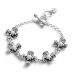 Londres Sterling Silver and Pearl Flower Bracelet
