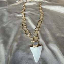Long Gold Chain White Bull-Horn Necklace