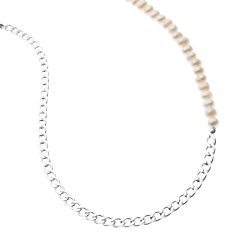 Luya Men's Sterling Silver and Pearl Necklace