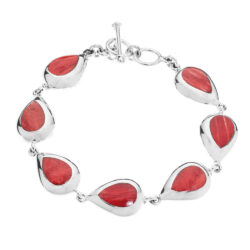 Madrid Sterling Silver and Red Spondylus Bracelet