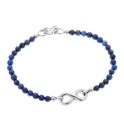 Manu Men's Sterling Silver and Sodalite Infinity Bracelet