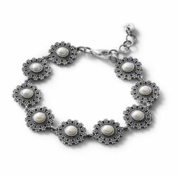 Margarita Sterling Silver and Pearl Flower Bracelet