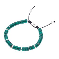 Mario Men's Malachite and Sterling Silver Adjustable Bracelet