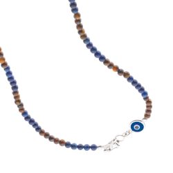 Massimo Men's Sterling Silver Evil Eye and Gemstone Necklace
