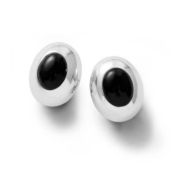 Mega Sterling Silver and Obsidian Earrings