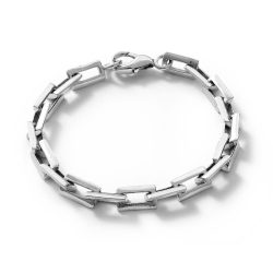 Men's Square Link Sterling Silver Bracelet