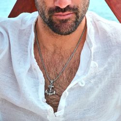 Men's Sterling Silver Anchor Necklace