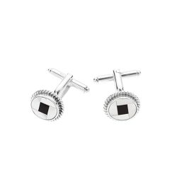 Mosaico Oval Black Sterling Silver Cufflinks