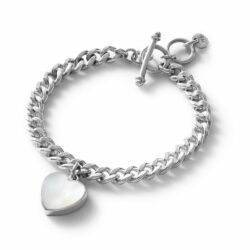 Mother-of-Pearl Heart Sterling Silver Bracelet