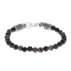 Nasra Men's Sterling Silver and Stone Bracelet