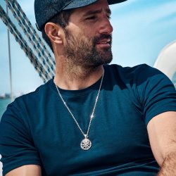 Nautico Men's Sterling Silver Compass Necklace