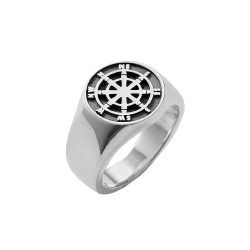 Nautico Men's Sterling Silver Compass Ring
