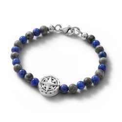 Nautico Men's Sterling Silver, Sodalite and Jasper Bracelet