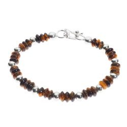 Naxos Men's Sterling Silver and Tiger's Eye Bracelet