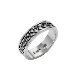 Neptuno Men's Textured Sterling Silver Ring