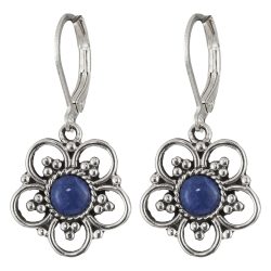 New York Sterling Silver and Crystal Flower Earrings