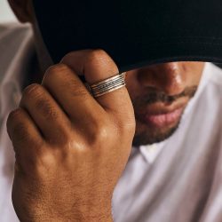Neymar Men's Textured Sterling Silver Ring