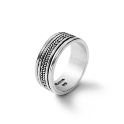 Neymar Men's Textured Sterling Silver Ring