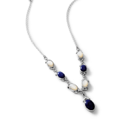 Ñusta Sterling Silver, Sodalite and Mother-of-Pearl Necklace