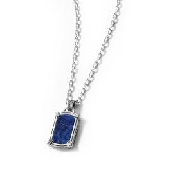 Oceano Men's Sterling Silver and Sodalite Necklace