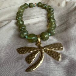 Olive Marble Dragonfly Necklace