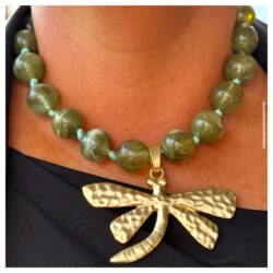 Olive Marble Dragonfly Necklace