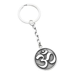 Om Symbol Sterling Silver Keychain