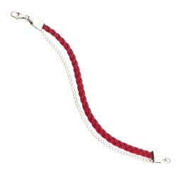 Osios Men's Double Red Leather and Sterling Silver Bracelet