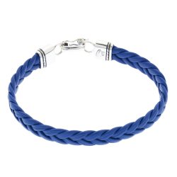 Paiche Men's Blue Leather and Sterling Silver Bracelet