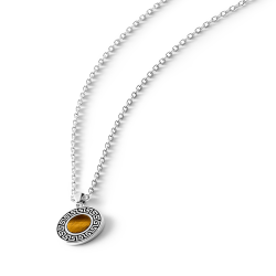 Paolo Men's Sterling Silver and Tiger's Eye Necklace