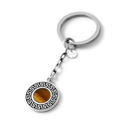 Paolo Sterling Silver and Tiger's Eye Keychain