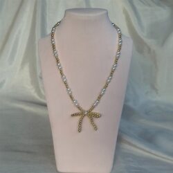 Pearl and Golden Bow Necklace