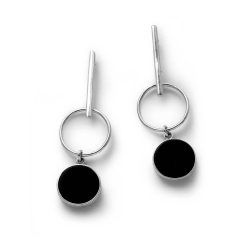 Péndulo Sterling Silver and Obsidian Drop Earrings