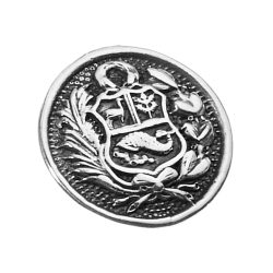 Peru Coat of Arms Sterling Silver Pin Brooch