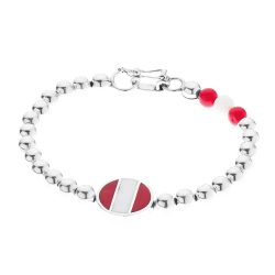 Peru Flag Men's Sterling Silver and Enamel Bracelet